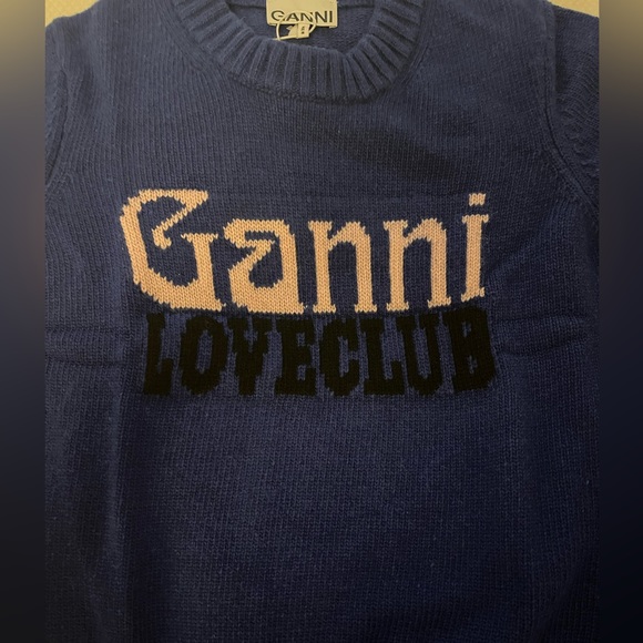 GANNI Blue Jacquard Sweater, Small - Picture 6 of 10